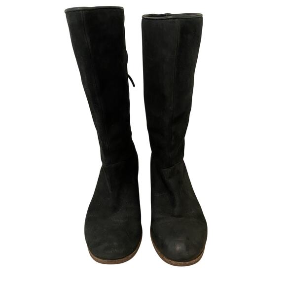 UGG Cary Black Suede Leather Lace up Block Heel Mid Calf Boots 6 1005949 - Picture 5 of 12